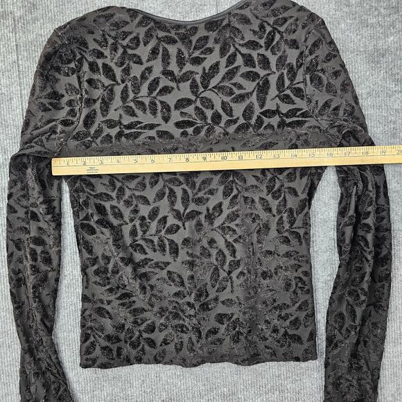 Vintage Currants Shirt Womens Medium Black Sheer Velvet Burnout Y2K 90s Goth - Picture 4 of 5